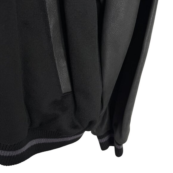 Kirkland Signature Varsity Jacket Mens 2XL Black Wool Leather Preppy CJ-1985 - Picture 4 of 12